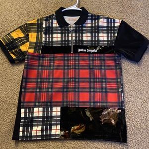 SOLD - Palm Angels Velvet Patchwork Polo Shirt Size M